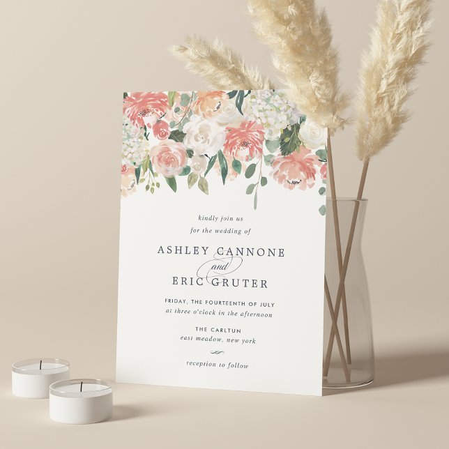Invitación Boda floral de acuarela de verano medio (Subido por el creador)