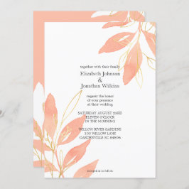 Invitación Boda floral de acuarela dorada