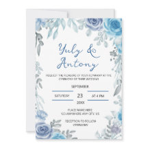 Boda floral de acuarela gris azulada polvorienta
