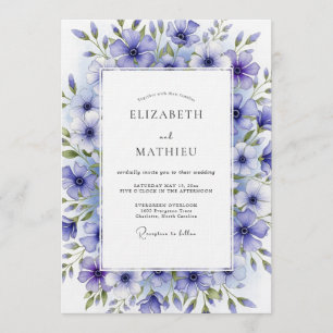Invitación Boda floral de acuarela lavanda