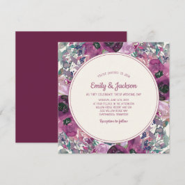 Invitación Boda floral de acuarela morada jardín bohemio