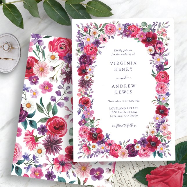 Invitación Boda floral de acuarela negrita (Bold Watercolor Floral Wedding Invitation by Painted Paperie
)