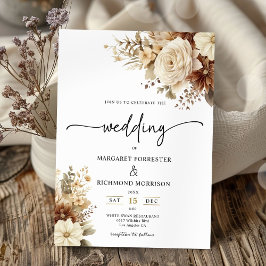 Invitación Boda floral de acuarela neutra de Boho ruso