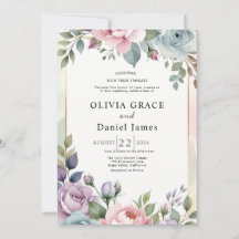 Boda floral de acuarela pastel romántico de jardín