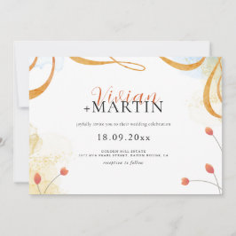 Invitación Boda floral de acuarela poética de melodía en caíd