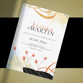 Invitación Boda floral de acuarela poética de melodía en caíd