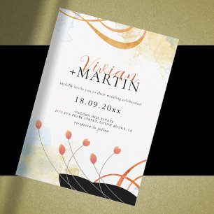 Invitación Boda floral de acuarela poética de melodía en caíd