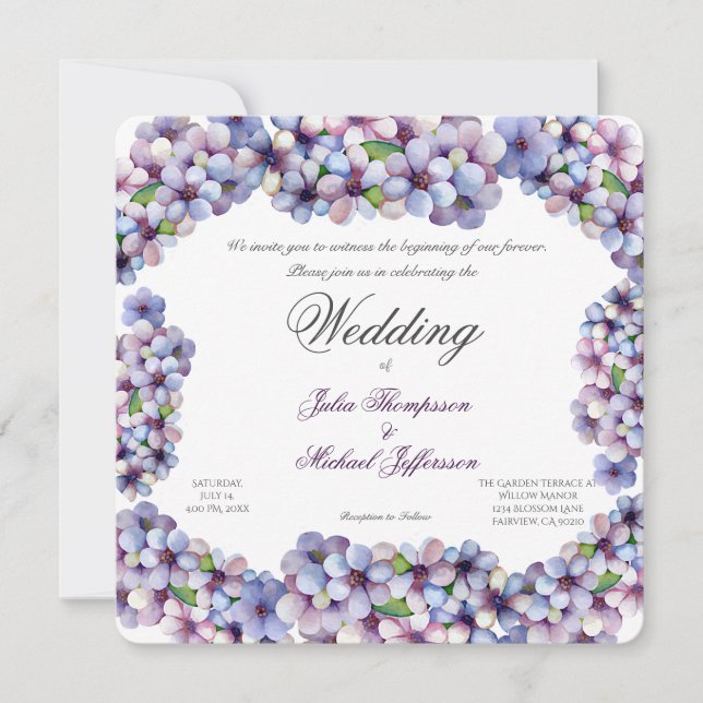 Invitación Boda floral de acuarela poética romántica (Anverso)