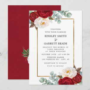 Invitación Boda floral de acuarela romántica