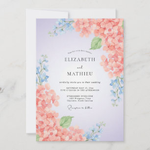 Invitación Boda floral de acuarela rosa coral