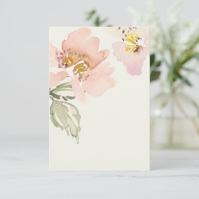 Invitación Boda floral de acuarela rosa de presupuesto en bla (Anverso de pie)