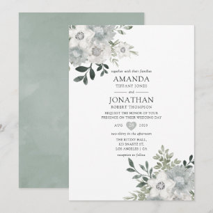 Invitación Boda floral de acuarela Silver Sage