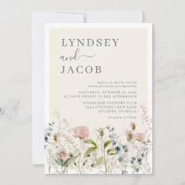 Invitación Boda floral de acuarela silvestre romántica