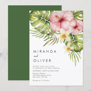 Invitación Boda floral de acuarela tropical moderna