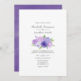 Invitación Boda floral de acuarela ultra violeta