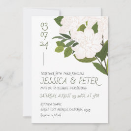 Invitación Boda floral de acuarela verde y rusa