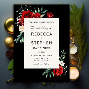 Invitación Boda floral de aliento de bebé rojo clásico modern