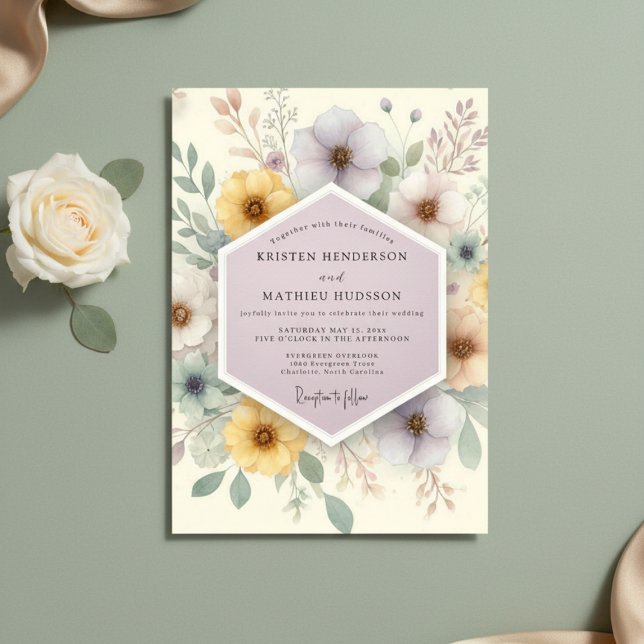 Invitación Boda floral de amarillo pálido (Subido por el creador)