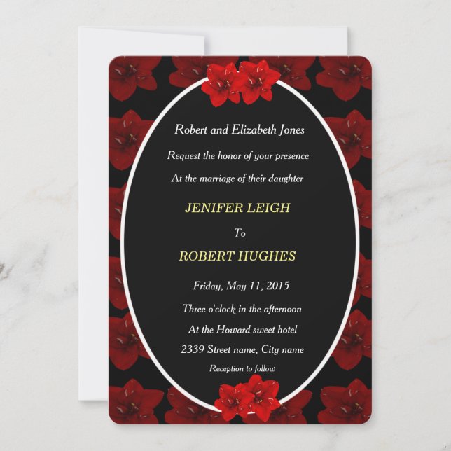 Invitación boda floral de Amaryllis (Anverso)