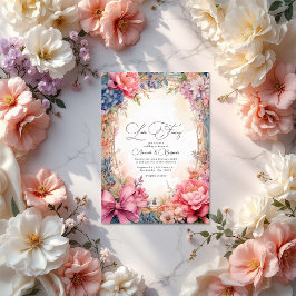 Invitación Boda floral de amor romántico Código QR