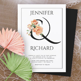 Invitación Boda floral de Ampersand y peach peonies