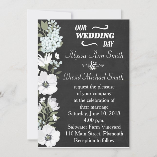 Invitación Boda floral de anémona blanca Invita (Anverso)