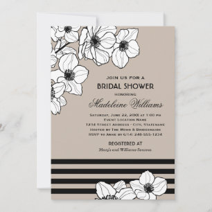 Invitación Boda floral de Anemone gris cálido ducha de novia
