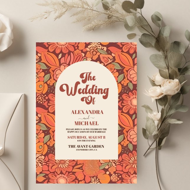 Invitación Boda Floral de Arch Groovy Retro 70 (Subido por el creador)