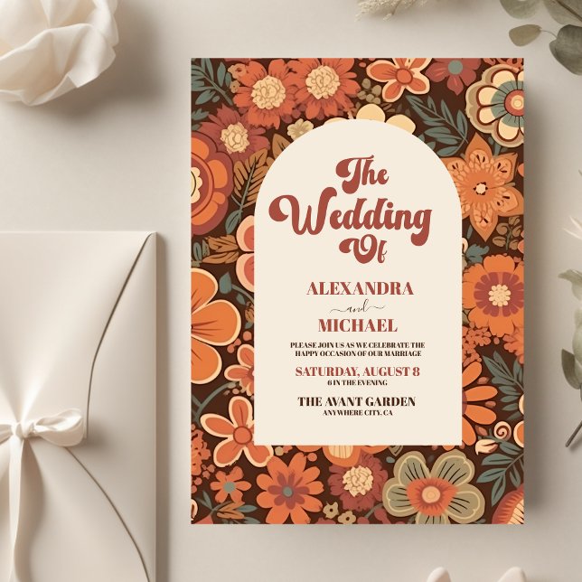 Invitación Boda Floral de Arch Groovy Retro 70 (Subido por el creador)
