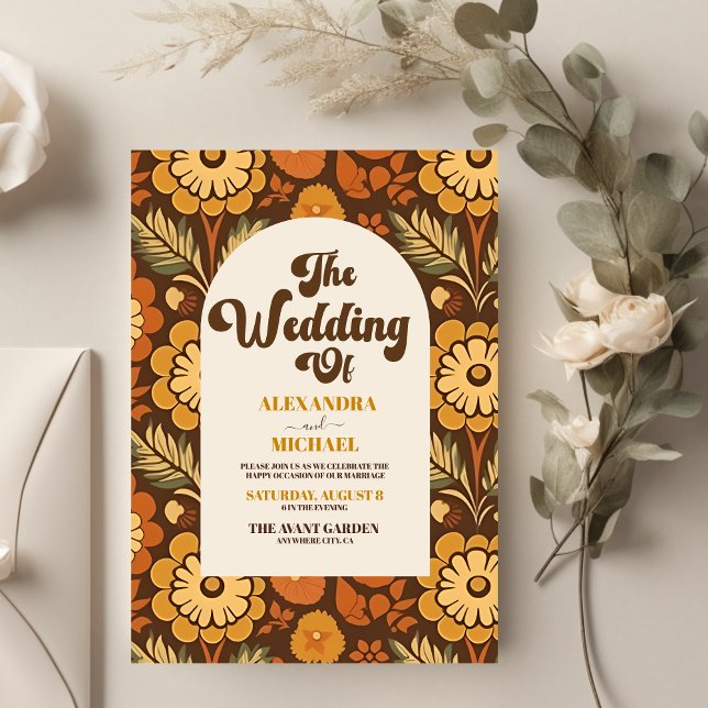 Invitación Boda floral de Arch Modern Retro 70 (Subido por el creador)