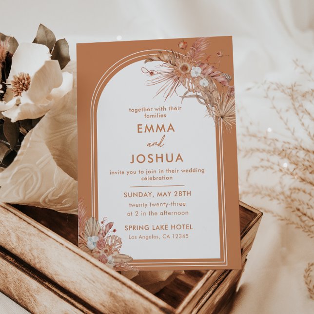 Invitación Boda floral de arco de terracota boho (Subido por el creador)
