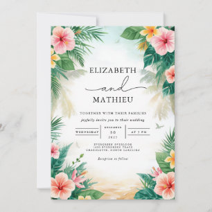 Invitación Boda Floral de arco tropical vibrante
