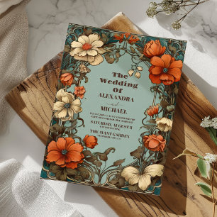 Invitación Boda floral de Art Nouveau