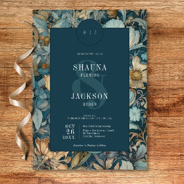 Invitación Boda floral de Art Nouveau Verde azulado William M