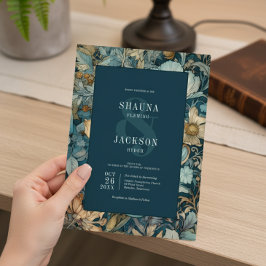 Invitación Boda floral de Art Nouveau Verde azulado William M