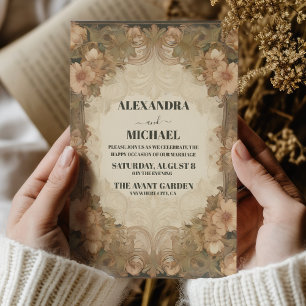 Invitación Boda floral de Art Nouveau vintage