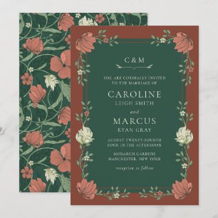 Invitación Boda floral de Art Nouveau vintage