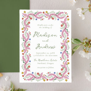 Invitación Boda floral de arte popular caprichosa