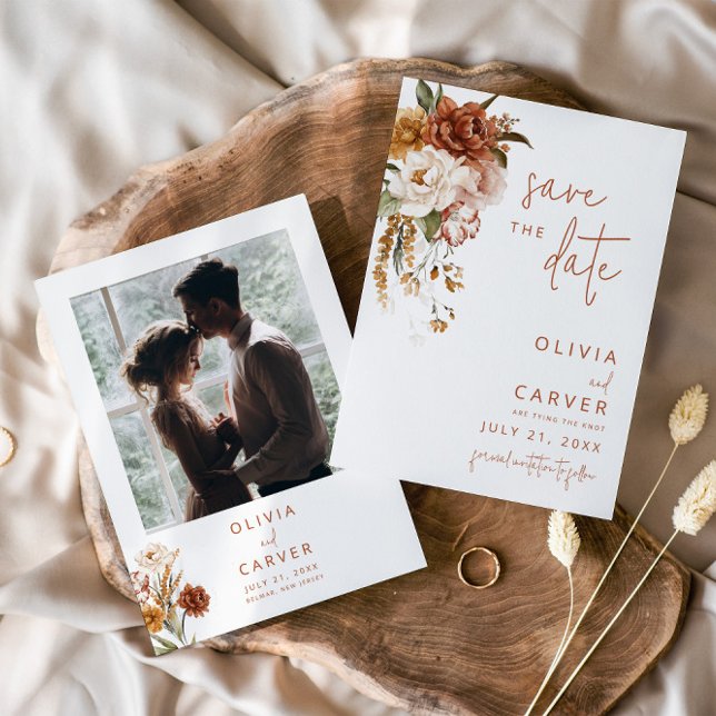 Invitación Boda floral de atardecer salva la fecha (Subido por el creador)