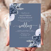 Boda Floral de Azul Polvoriento Plateado