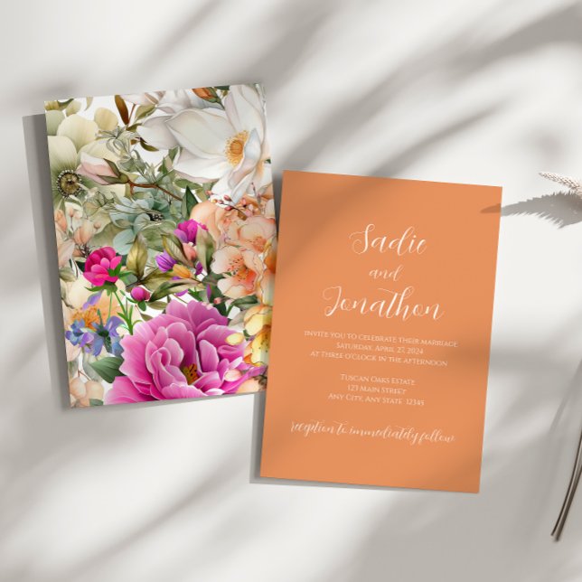 Invitación Boda floral de barquillo de albaricoque de primave (Subido por el creador)