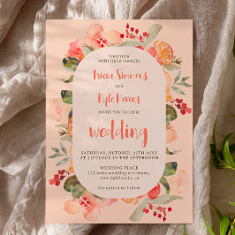Invitación Boda floral de barro de otoño moderno