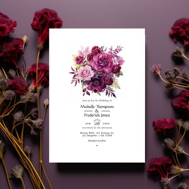 Invitación Boda floral de baya profunda (Subido por el creador)