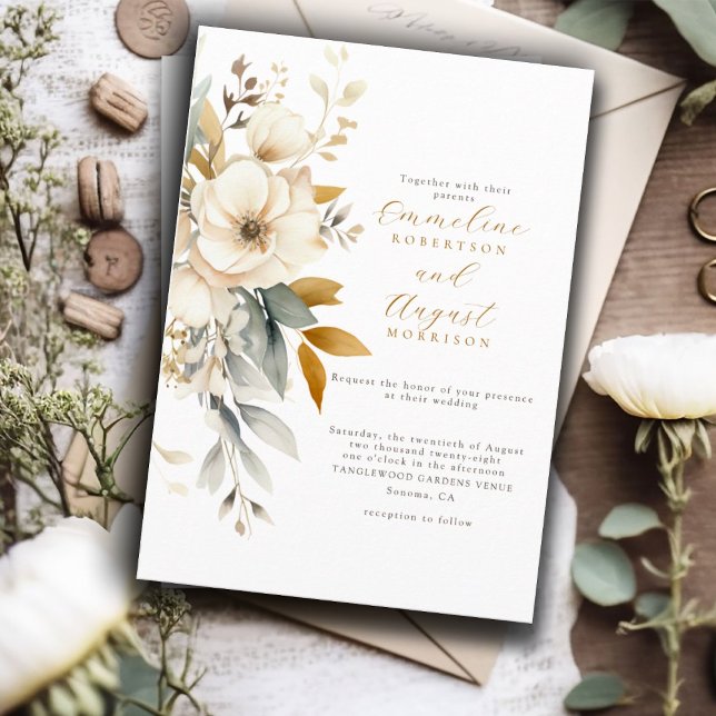Invitación Boda floral de Boho de acuarela rusa (Subido por el creador)