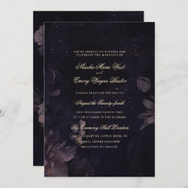 Invitación Boda floral de Boho gótico oscuro morado