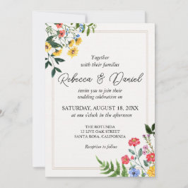 Invitación Boda floral de Boho Neutral Rústico
