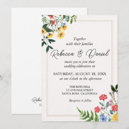 Invitación Boda floral de Boho Neutral Rústico