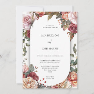 Invitación Boda floral de Boho Neutral Rústico