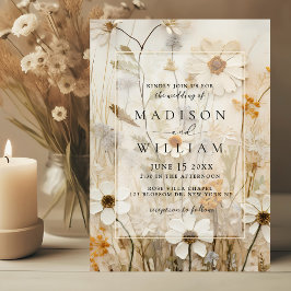 Invitación Boda floral de Boho Neutral Rústico