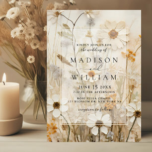 Invitación Boda floral de Boho Neutral Rústico
